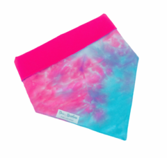 Bandana Tie dye - rosa e azul dupla face rosa