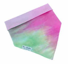 Bandana Tie dye - verde e rosa dupla face rosa