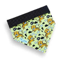 Bandana tigres amarelo dupla face bolinhas para pet