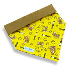 Bandana Tom & Jerry queijo lovers dupla face marrom para pet