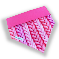 Bandana tricot rosa dupla face rosa para pet