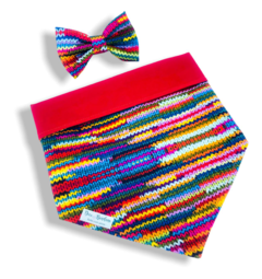 Bandana e laço tricot dupla face vermelha para pet