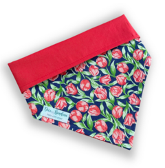 Bandana tulipas dupla face vermelha para pet