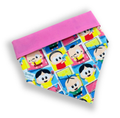 Bandana Turma da Mônica toy dupla face rosa para pet