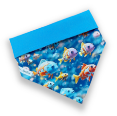 Bandana turminha dos peixes dupla face azul para pet