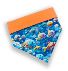 Bandana turminha dos peixes dupla face laranja para pet