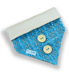 Bandana inverno tweed azul com pelinhos para pet