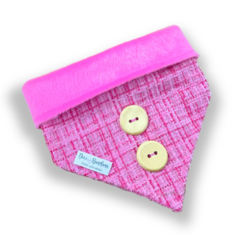 Bandana inverno tweed rosa com pelinhos para pet
