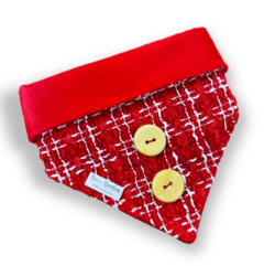 Bandana inverno tweed vermelho com pelinhos para pet