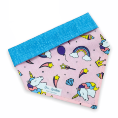 Bandana unicórnio realeza dupla face azul