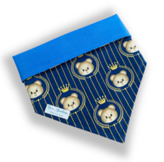 Bandana ursinho príncipe dupla face azul para pet