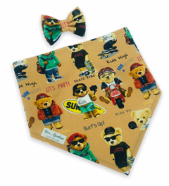 Conjunto bandana ursinhos estilosos e laço