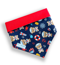 Bandana ursinhos marinheiros dupla face vermelha para pet
