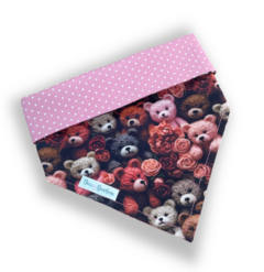 Bandana ursinhos e rosas dupla face bolinhas para pet