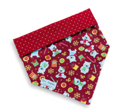 Bandana Ursinho de Natal dupla face bolinhas para pet