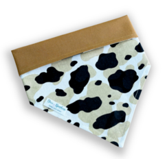 Bandana vaquinha caramelo dupla face bege para pet