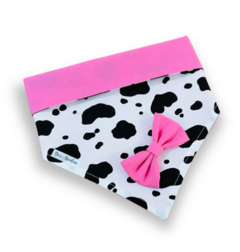 Bandana vaquinha rosa aplique laço para pet