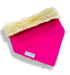 Bandana inverno veludo rosa com pelinhos para pet