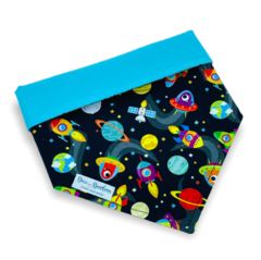 Bandana viagem espacial dupla face azul para pet