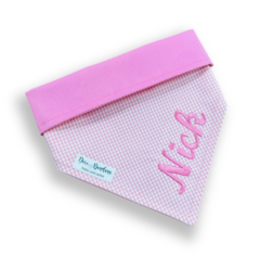 Bandana xadrez rosa com nome do pet dupla face rosa - comprar online