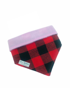 Bandana inverno xadrez rouge dupla face pelúcia rosa