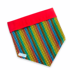 Bandana zigue-zague colorido dupla face vermelha