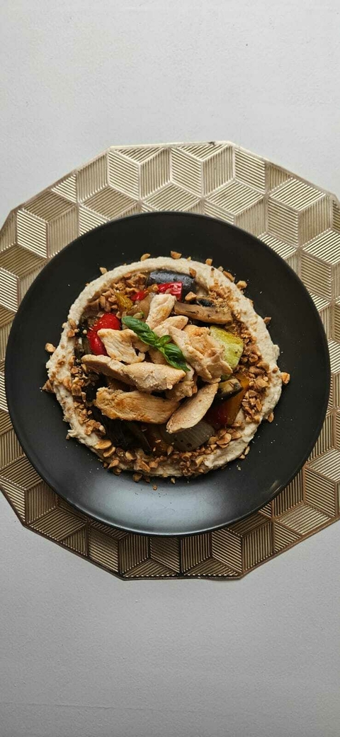 Pure de coliflor con verduras + pollo