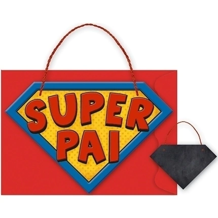 Tag Em MDF Com Verso Em Lousa Envelope - Presente Super Pai