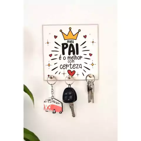 Porta-Chaves Mdf- Presente Pai Coroa Paizão Dia Dos Pais