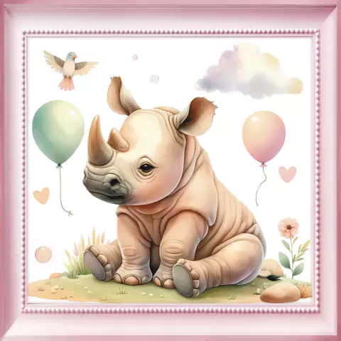 PLACA QUADRO DECORATIVO SAFARI INFANTIL-RINOCERONTE