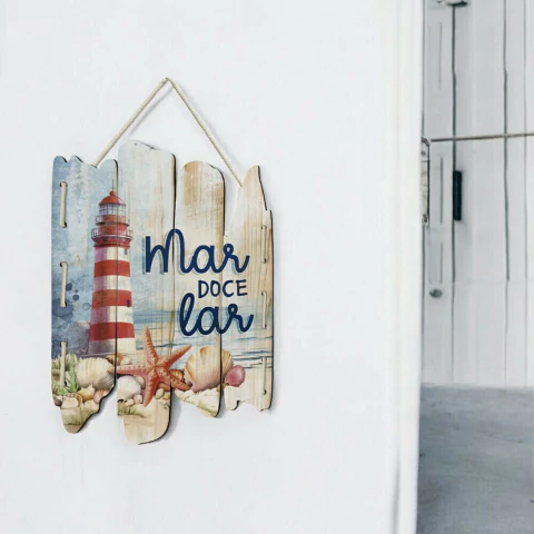 Placa Decorativa Mar Doce Lar - 21,5x42cm