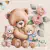 Kit Com 5 Adesivos Parede - Família Urso - 62 x 10cm