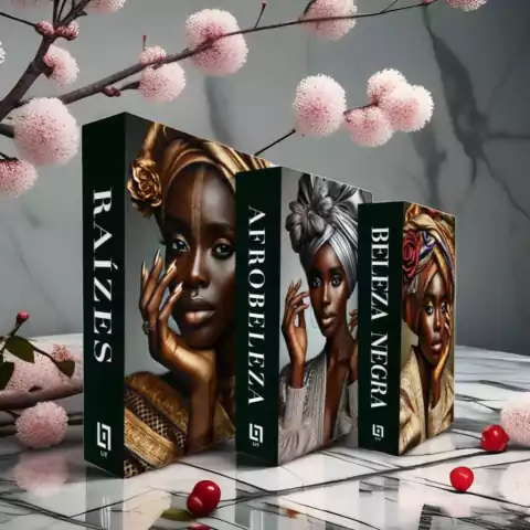 Caixa Livro Falso Decorativo Fake Kit 3 Porta Objetos - Africanas