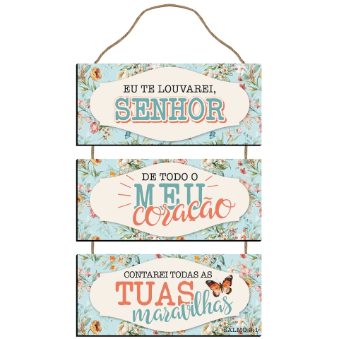 Placa Decorativa Em Mdf - Eu Te Louvarei - 21,5 X 42 Cm