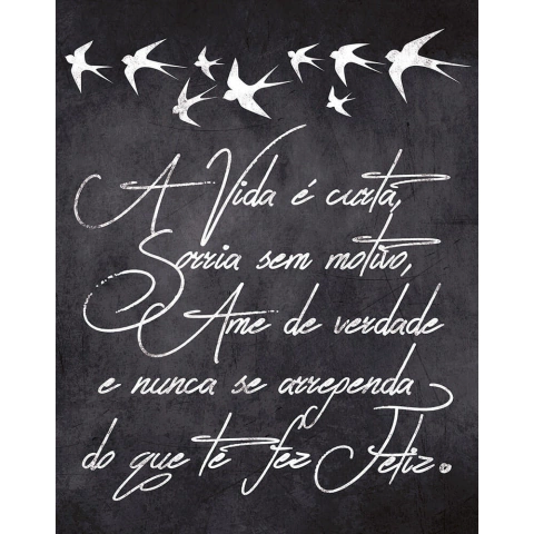Placa Decorativa Em Mdf - Andorinhas E Frase - 19 X 24 Cm