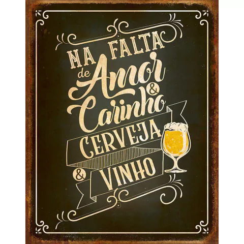 Placa Decorativa Em Mdf - Na Falta De Amor - 19 X 24 Cm