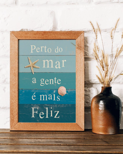Placa Decorativa Em Mdf - Praia Perto Do Mar - 19 X 24 Cm