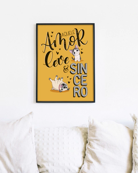 Placa Decorativa Em Mdf - Aquele Amor Leve - 19 X 24 Cm