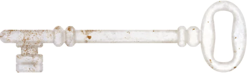 Placa Decorativa - Chave Branca Antiga - 40 x 11,3 Cm