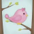 Placa Decorativa - Passarinho Rosa Laço - 19 x 19 Cm