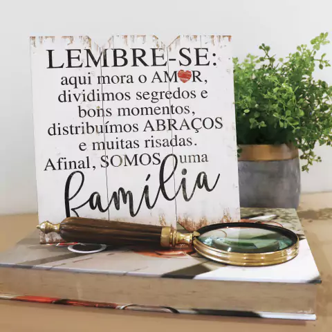 Placa Decorativa Em Mdf - Lembre-Se Aqui Mora O - 22 X 22 Cm