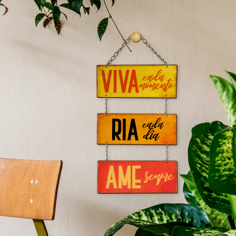 Placa Decorativa Em Mdf - Viva Cada Momento.... - 20 X 44 Cm