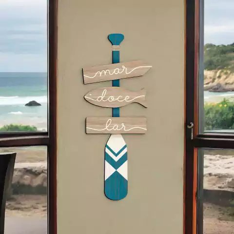 Placa Decorativa Em Mdf - Mar Doce Lar - 18 X 44 Cm - comprar online