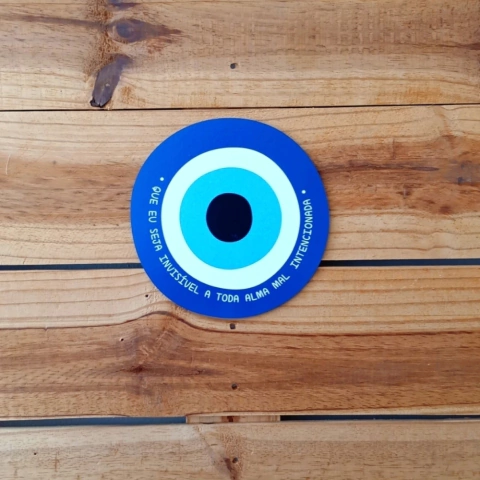 Placa Decorativa Redonda - Olho Grego - 20 X 20 Cm