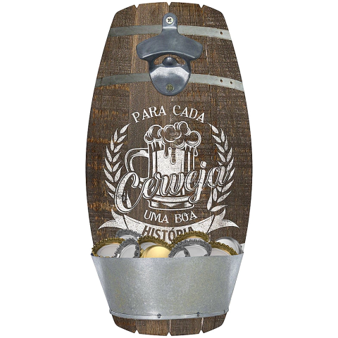 Placa Em Mdf Com Abridor De Garrafa E Coletor - 16 X 32 Cm