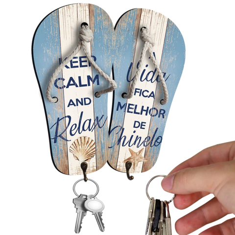Porta-Chaves Em Mdf - Chinelos - 20 X 23 Cm