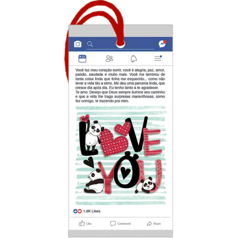 Tag Em Mdf - Facebook Love You Namorados -7 X 14 Cm