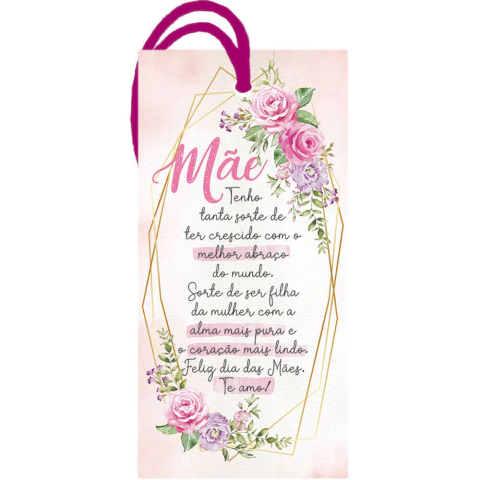 Tag Em Mdf - Mãe Tenho Tanta Sorte -7 X 14 Cm