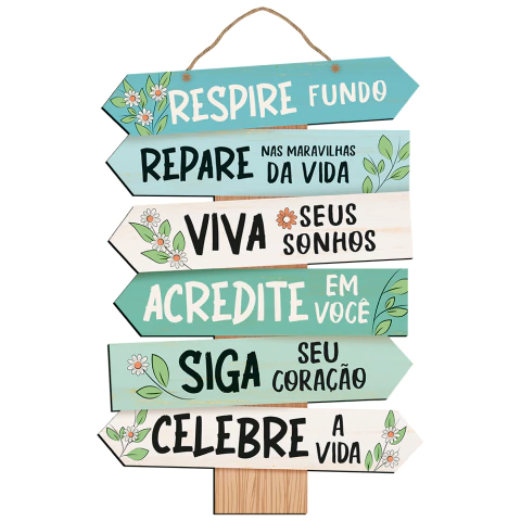 Placa Decorativa Em Mdf - Respire Fundo - 21x37.5cm