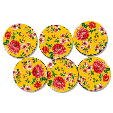 Porta-Copos Em Mdf - Padrão Chita - 9,5 X 9,5 Cm